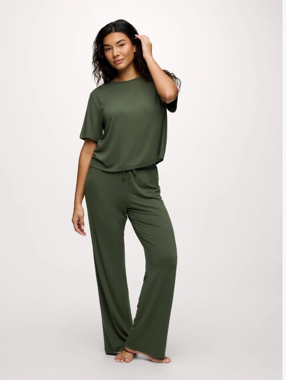 Nuuds soft Short Sleeve darkest olive pajama Set Size S